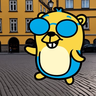 Happy Go Blue Gopher in Gamla Stan