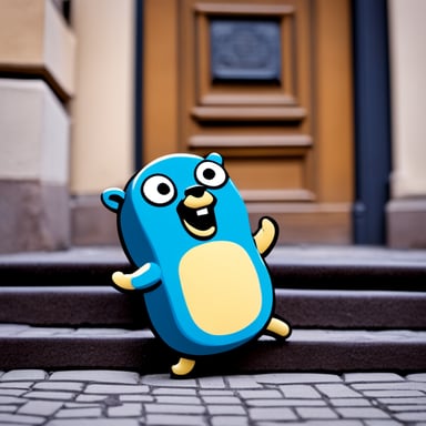 Happy Go Blue Gopher in Gamla Stan