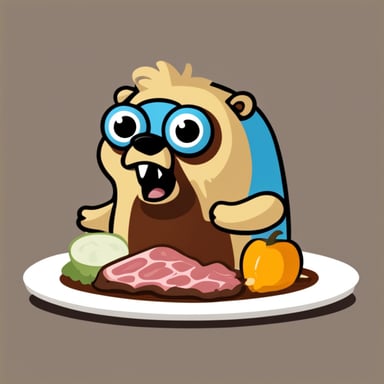 Go Blue Gopher as the gopher monster eating fresh meat.