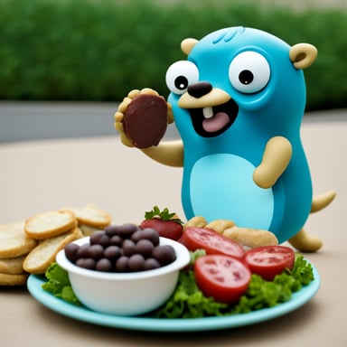 Go Blue Gopher as the gopher monster eating fresh meat.
