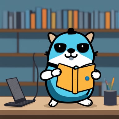 Go Blue Gopher with his tuxedo cat writing code