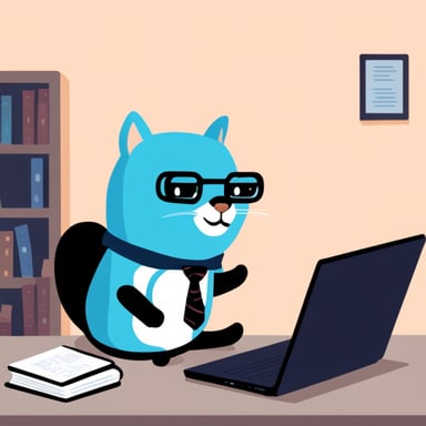 Go Blue Gopher with his tuxedo cat writing code