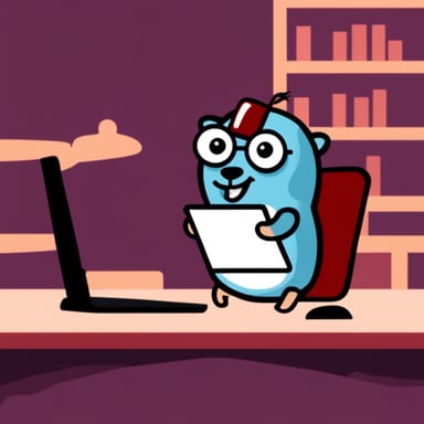 Go Blue Gopher writing code