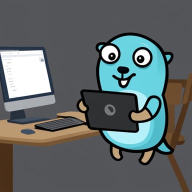 Go Blue Gopher writing code