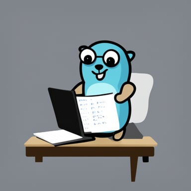 Go Blue Gopher writing code