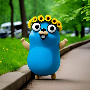 Go Blue Gopher celebrating midsummer.