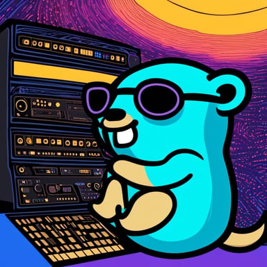 Happy Go Blue Gopher raving at the techno festival Fusion in Germany.