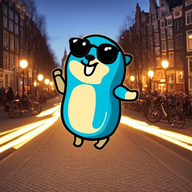Go Blue Gopher enjoying Amsterdam.