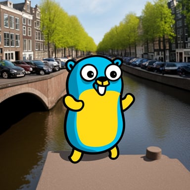 Go Blue Gopher enjoying Amsterdam.