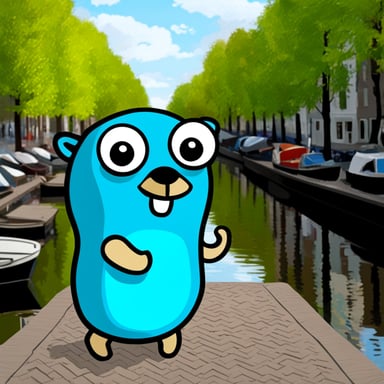 Go Blue Gopher enjoying Amsterdam.