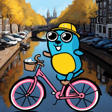 Go Blue Gopher enjoying Amsterdam.