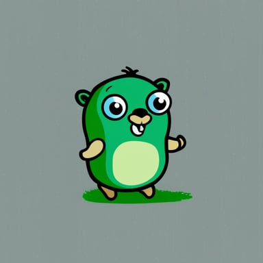 Go Blue Gopher with a green bitmap over him