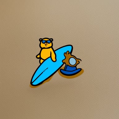 Go Blue Gopher surfing on a rounded sticker.