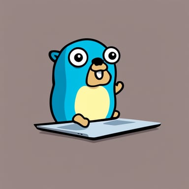 Go Blue Gopher featured as a funny sticker for a laptop.