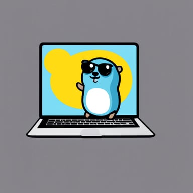 Go Blue Gopher featured as a funny sticker for a laptop.