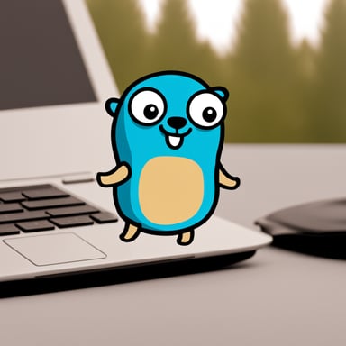 Go Blue Gopher featured as a funny sticker for a laptop.
