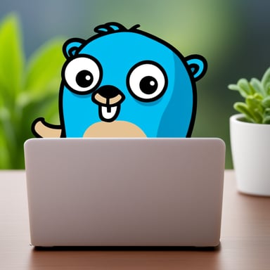 Go Blue Gopher featured as a funny sticker for a laptop.