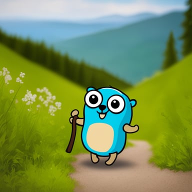 Go Blue Gopher goes hiking.