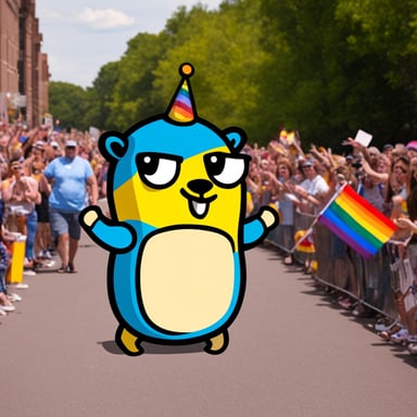 Go Blue Gopher at a Pride event.