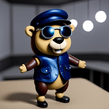 Go Blue Gopher wearing a leather outfit at the techno club.