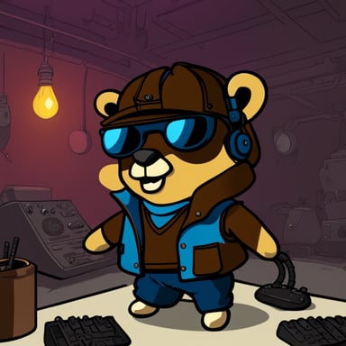 Go Blue Gopher wearing a leather outfit at the techno club.