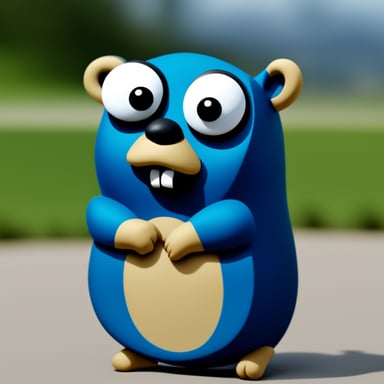 Unhappy Go Blue Gopher wearing all black and no sunglasses