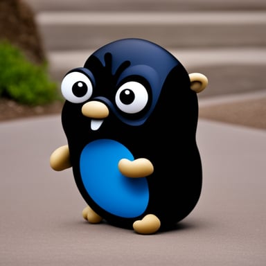 Unhappy Go Blue Gopher wearing all black and no sunglasses