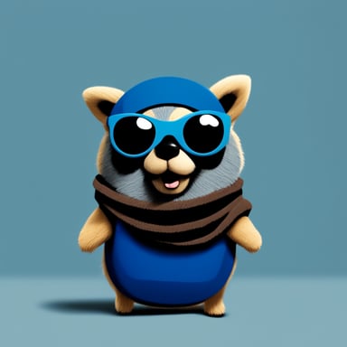 A go blue gopher dressed as a raccoon.