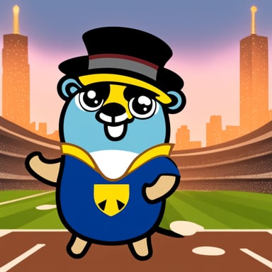 A go blue gopher dressed in a Germany football shirt