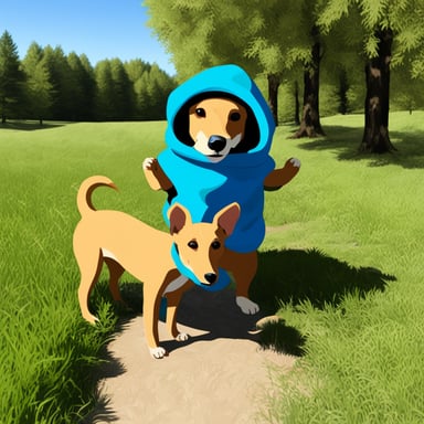 Go blue gopher with a podenco.