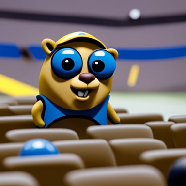 A Go Blue Gopher looking from the upside.