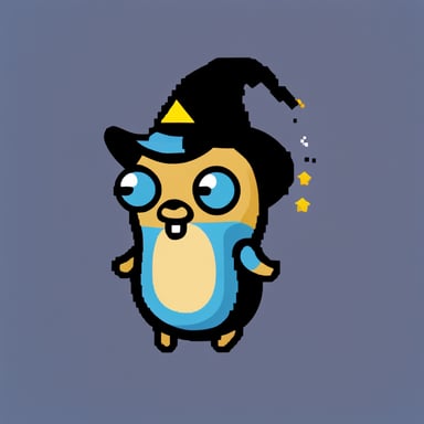 Go Blue Gopher as a pixel art wizard.