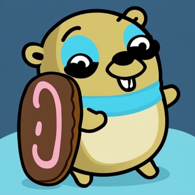 Go blue gopher hugging a big sausage pillow.