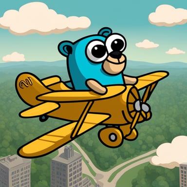 Go Blue Gopher flying in a plane.