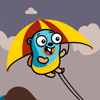 Go Blue Gopher doing paragliding.
