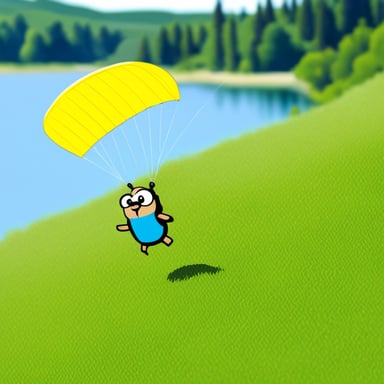 Go Blue Gopher doing paragliding.