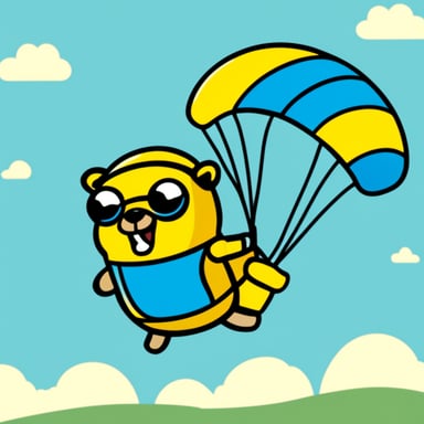 Go Blue Gopher doing paragliding.