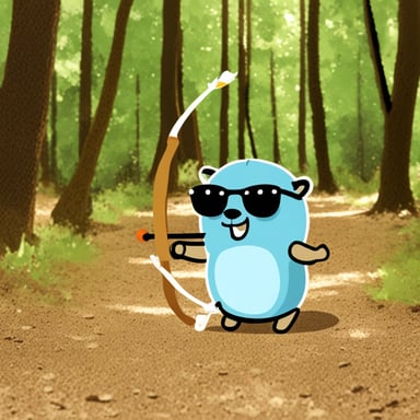 Go Blue Gopher doing archery.