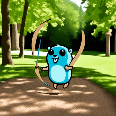 Go Blue Gopher doing archery.