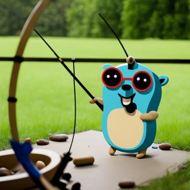 Go Blue Gopher doing archery.
