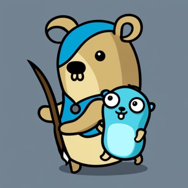 Go Blue Gopher holding a bow without any arrows.