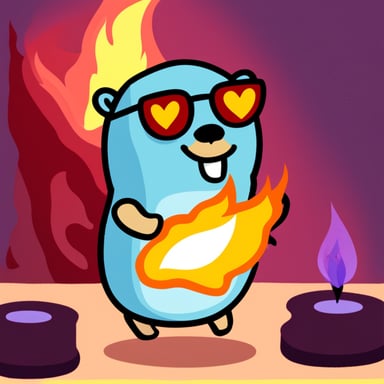 Go Blue Gopher on fire