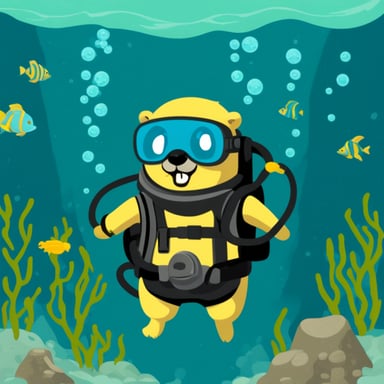 Go blue gopher as a scuba diver.