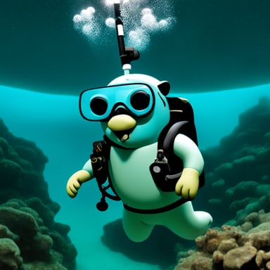 Go blue gopher as a scuba diver.