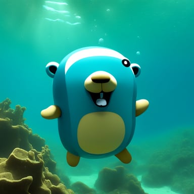 Go Blue Gopher goes free diving.