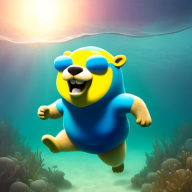 Go Blue Gopher playing underwater rugby.