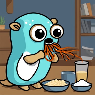 Go blue gopher eating a squid.