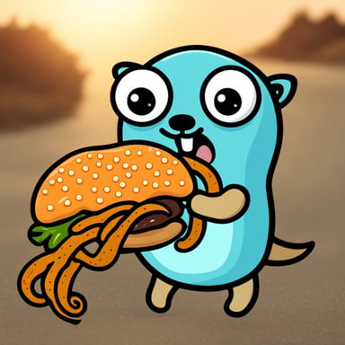Go blue gopher eating a squid.