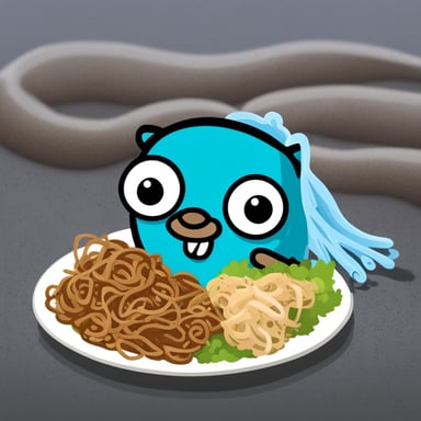 Go blue gopher eating a squid.