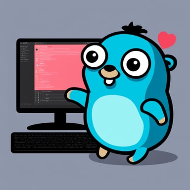 Create me Go Blue Gopher which loves to code with Golang in Berlin.